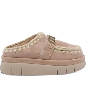 Mou Logo-Plaque Platform Mules - Brown