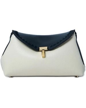 TOTEME T-Lock Embroidered Leather Clutch - Blue