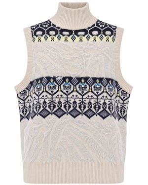 Liu Jo Jacquard Vest With Jewel Embroidery - White