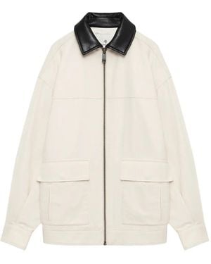 Anine Bing Holden Contrast-Collar Jacket - White