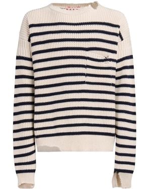 Marni Striped Virgin Wool Jumper - White