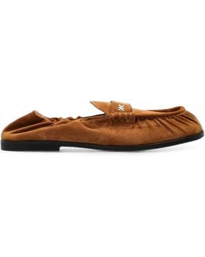 KENZO Citygram Ruched Suede Loafers - White