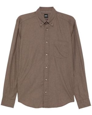 BOSS Button-Down Collar Long-Sleeve Shirt - Brown