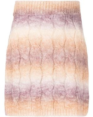 ROKH Striped Cable-Knit Mini Skirt - Pink