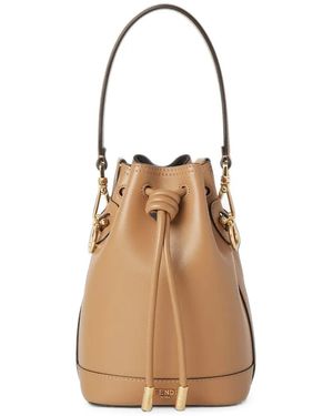 Fendi Mon Tresor Mini Leather Bucket Bag - Natural