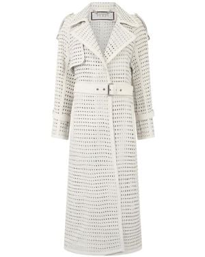 Philipp Plein Weaved Leather Trench Coat - White