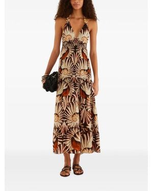 FARM Rio Shell-Embellished Printed Maxi Dress - Natural