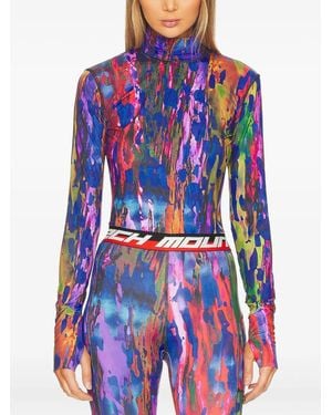Aztech Mountain Abstract-print mock-neck top - Azul