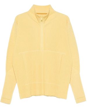 Homme Plissé Issey Miyake Pleated Half-Zip T-Shirt - Yellow