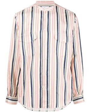 Bally Long-Sleeve Striped Silk Shirt - Red