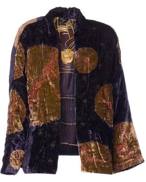 Yavi Wattierte Jacke in Samtoptik - Blau