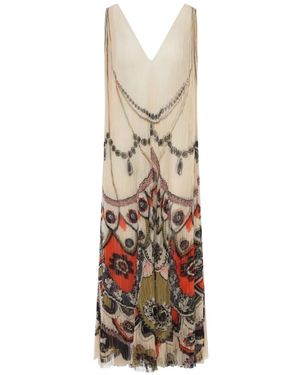 La DoubleJ Vestido Largo Con Estampado Ornamental - Blanco