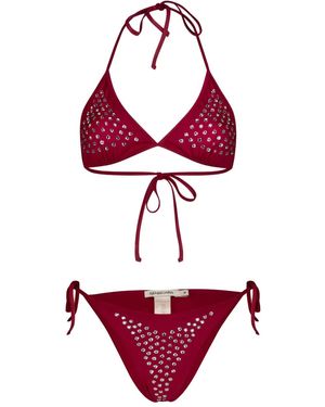 Paramidonna Livia Swarovsky Crystal-Embellished Bikini - Red