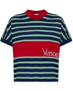 Versace Camiseta Con Logo Bordado - Rojo