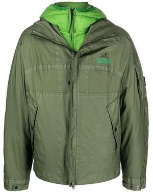 C.P. Company Logo-Print Reversible Down Jacket - Green