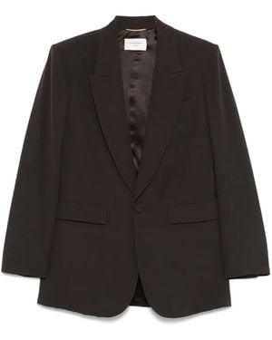 Saint Laurent Silk Single-Breasted Blazer - Black