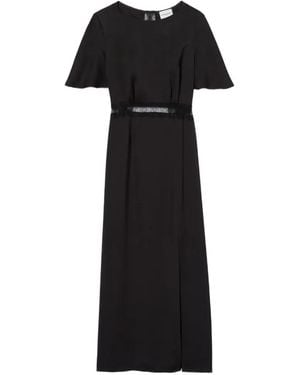 Claudie Pierlot Lace-Trim Open-Back Maxi Dress - Black