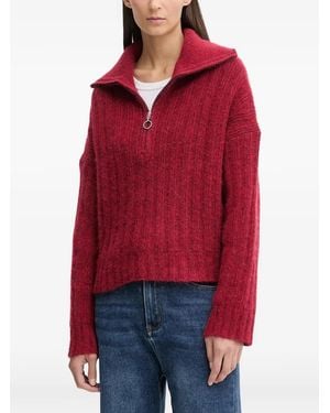 Marc O' Polo Zip Knitted Jumper - Red