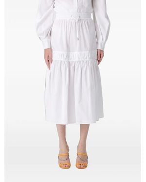 Patrizia Pepe Ruffled Drawstring Midi Skirt - White