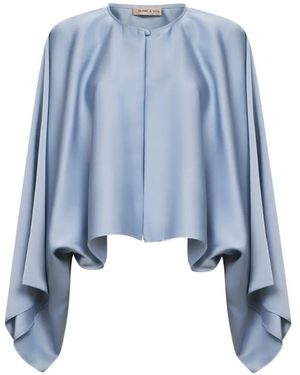 Blanca Vita Asymmetric-Sleeve Bolero - Blue