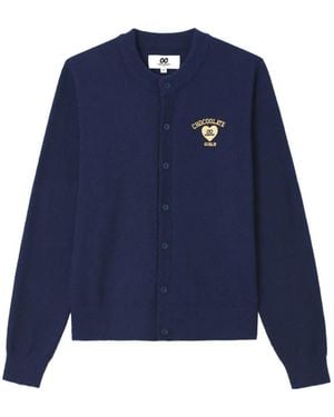 Chocoolate Logo-Embroidered Knit Cardigan - Blue