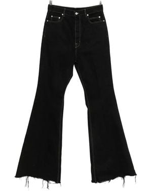 Rick Owens Bloan Contrast-Stitch Raw-Hem Bootcut Jeans - Black
