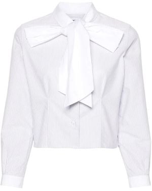Thom Browne Pussy-Bow Collar Cotton Blouse - White