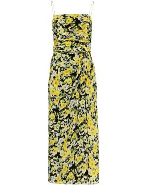 Adam Lippes Floral-Print Midi Dress - Metallic