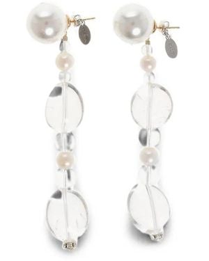 Magda Butrym Pendientes Con Perlas Y Piedras - Blanco