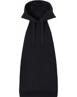 Burberry Location-Print Sleeveless Cotton Hoodie - Black