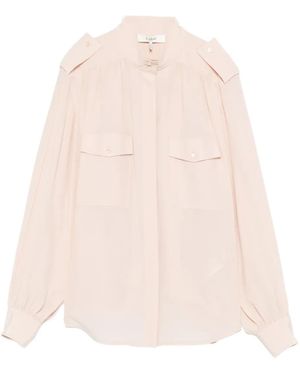 Chloé Ruffled Crêpe De Chine Shirt - Natural