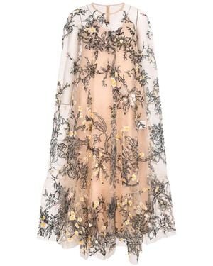 Biyan Galari Embroidered Beaded Tulle Dress - White