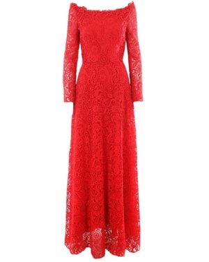 Valentino Garavani Floral Lace Detail Dresswide - Red