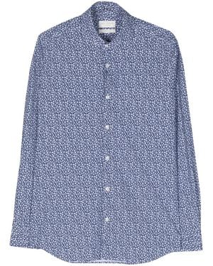 Dell'Oglio Floral-Print Classic-Collar Shirt - Blue
