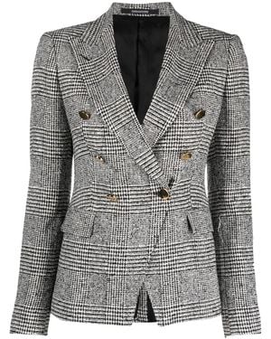 Tagliatore Check-Print Double-Breasted Blazer - Grey