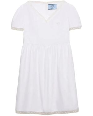 Prada Lace-Trimmed Mini Dress - White