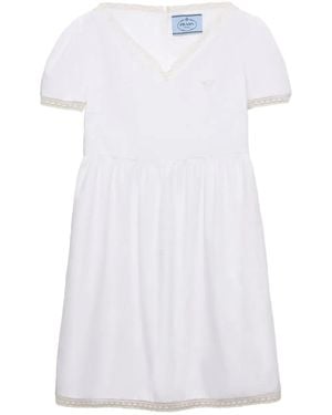 Prada Lace-Trimmed Mini Dress - White
