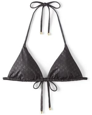 Jimmy Choo Ariah Logo-Print Bikini Top - Black