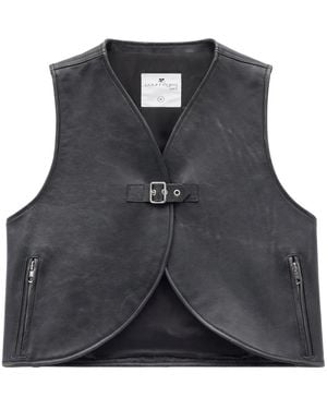 Courreges Ellipse Leather Vest - Black