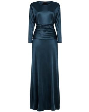 Giorgio Armani Rhinestone-Embellished Flared Dress - Blue