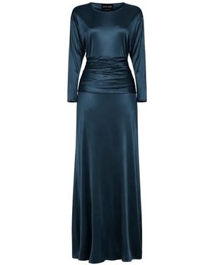 Giorgio Armani Rhinestone-Embellished Flared Dress - Blue