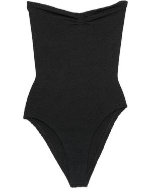 Hunza G Crinkle-Effect Strapless Swimsuit - Black