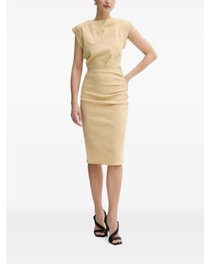 Pinko Cut-Out Button-Detail Midi Dress - Natural
