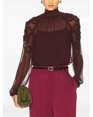 Ulla Johnson Blouse Volantée À Col Montant - Violet