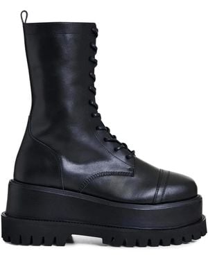Essentiel Antwerp Platform Lace-Up Combat Boots - Black