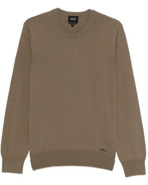 A.P.C. Crewneck Embroidered Sweatshirt - Natural