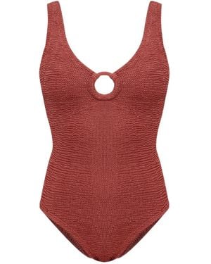 Hunza G Celine Hoops Crinkle Swimwear - Red