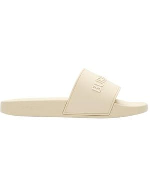 Burberry Pantoletten Mit Logo - Weiß