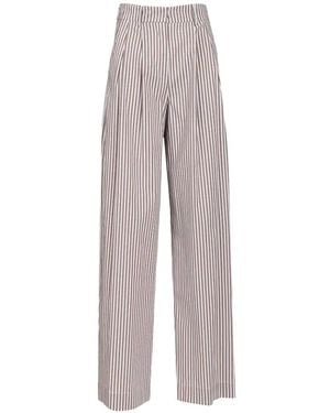 Al Duca d'Aosta Striped Pleated Trousers - Grey