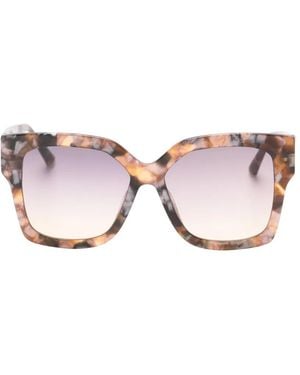 Ted Baker Tortoiseshell-Effect Geometric-Frame Sunglasses - Pink